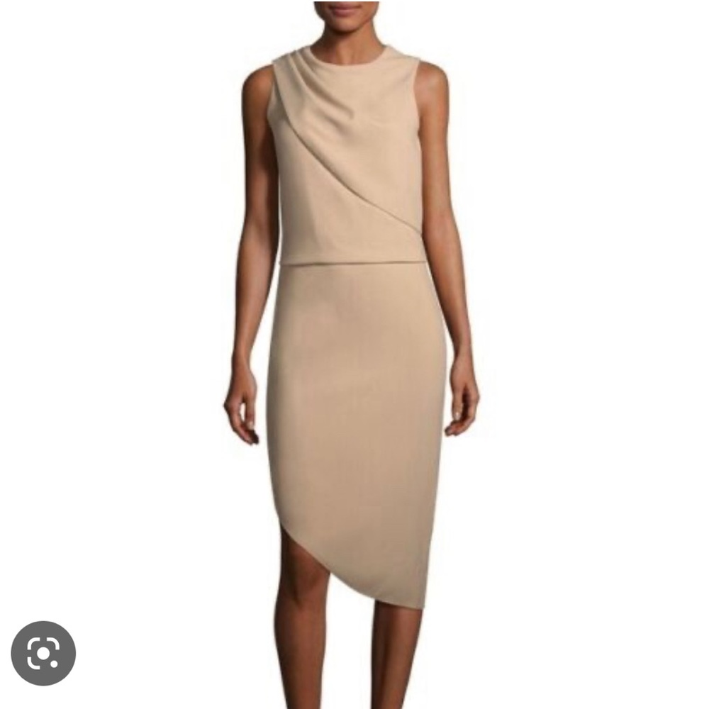 Halston Heritage Dress with interior lining and asymmetrical at the bototm